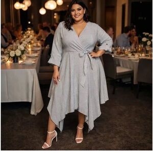 Mlle Gabrielle blue and White Asymmetrical Dress